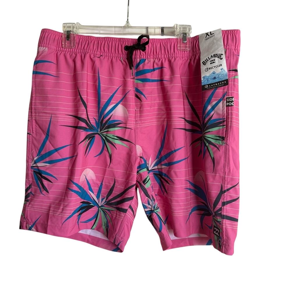 Billabong Recycler Pinkβ Tropical Swim Trunks Men's New XL